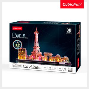 Rompecabezas Cubic Fun Paris de Noche Luz Led 3D 115 Piezas