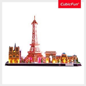 Rompecabezas Cubic Fun Paris de Noche Luz Led 3D 115 Piezas