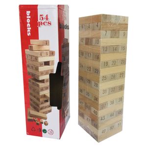 Juego de Mesa Jenga de Madera, juego de habilidad física y mental, retira los bloques de madera de una torre por turnos sin derribarla - Monkey Market