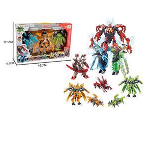 Set de Robots Transformables en insectos, cada figura tiene un color diferente y es de fácil transformación - Monkey Market