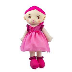 Muñeca de trapo 36cm para niñas de vestido rosa