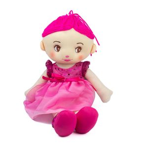 Muñeca de trapo 36cm para niñas de vestido rosa