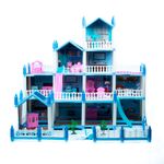 Casa-De-Muñecas-De-3-Pisos-Y--Altillo-Azul-Extra-Grande