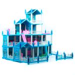 Casa-De-Muñecas-De-3-Pisos-Y--Altillo-Azul-Extra-Grande